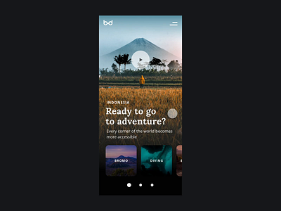 Let's go to to adventure! 2d adobe xd adventure animation concept flat indonesia interface madewithadobexd mobile motion travel ui web webdesign website