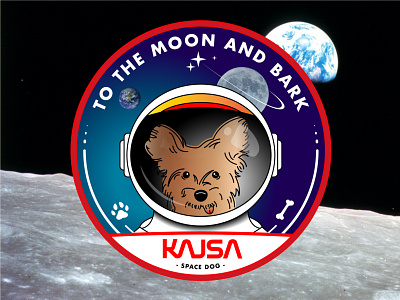 Space Dog Patch dog moon nasa patch design space