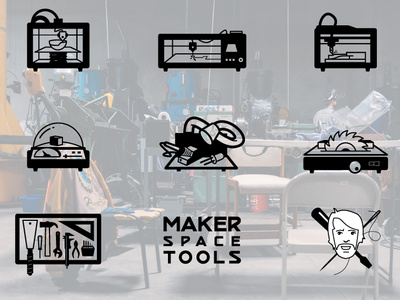 Icon for Makerspace 3d printer cnc laser cutting makerspace soldering table saw test lab tools