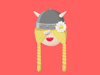 Viking girl character design flower girl helmet illustration viking