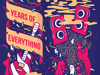 10 years of everything (detail) 10 anniversary characters guitar illustration music number poster typography years