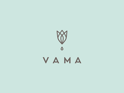 Vama Logo beauty cosmetics drop flower handmade homemade linework mark outline sign symbol vama