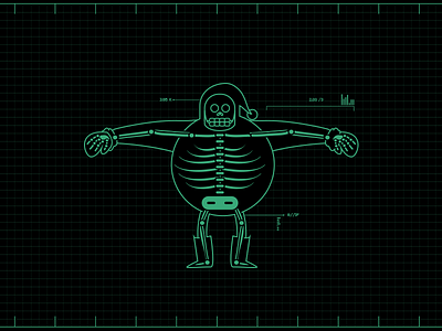 Santa Xray character christmas claus design grid illustration santa skeleton x ray x rays xmas