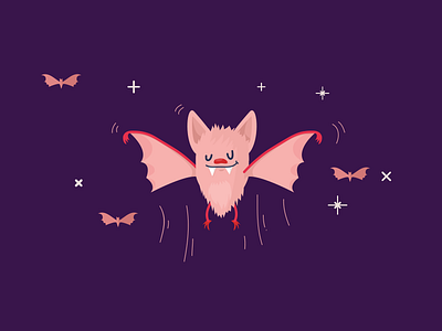 Pink Bat bat character christmas design flying illustration pink xmas