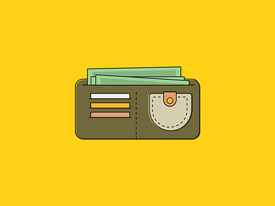 Open Wallet cards case icon illustration money open outline wallet