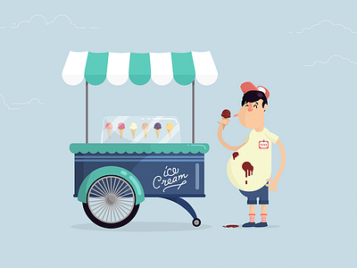 Ice Cream Tester cart character cream ice illustration lick tester vector