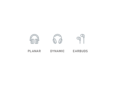 Headphones Icons design earbuds headphones icons lines set sound vector