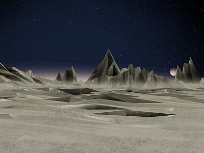 Alien territory 2d alien brushes hills illustration low polygon moon mountains planet space