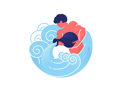 Aquarius aquarius character editorial illustration magazine man signs vector water zodiac