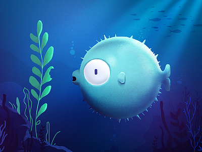 puffed puffer animation brushes character fish illustration plant puffer sea style frame
