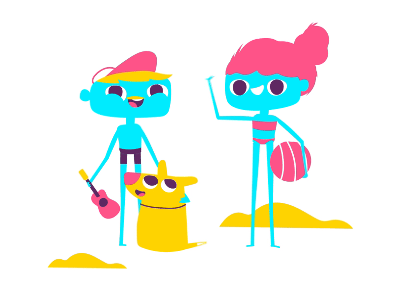 Summer faze on! animation beach boy character design dog girl illustration rig summer ukulele