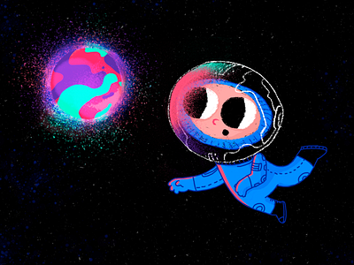 Spaceboy astronaut boy character children illustration kid planet space stars