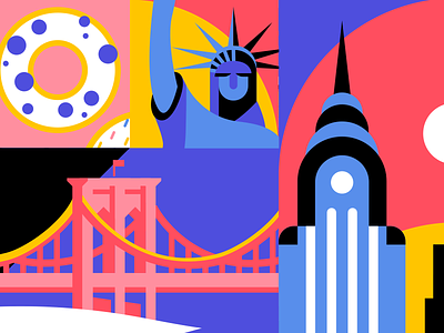 New York MarcJacobs bridge brooklyn building donut empire state illustration marc jacobs nyc statue of liberty taxi