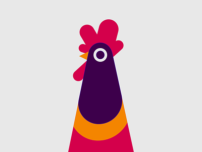 Rooster animal character chicken cock geometric illustration vector