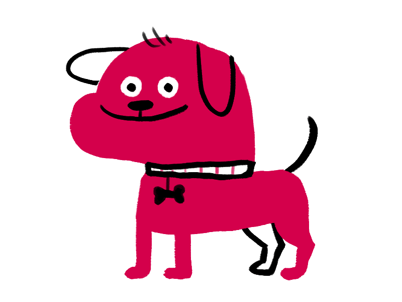 Exited Dog character dog eyes illustration pug tail