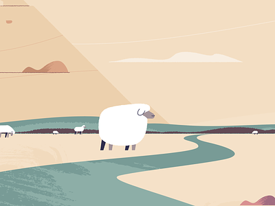 fat sheep can't jump animal animation brushes clouds farm herd illustration river sheep