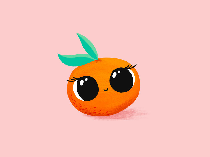 Baby Clementine leaves girl children kids fruits clementine illustration fruit baby character orange