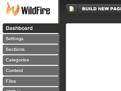 New Wildfire CMS Navigation arial black button cms dark grey helvetica navigation one black bear white wildfire