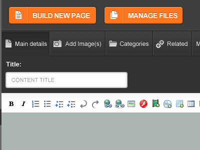 New Wildfire CMS Content Management Screen