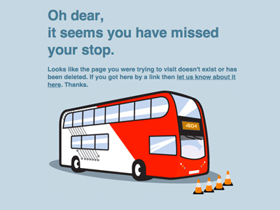 404 Page 404 blue bus page red white