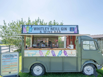 Mobile bar bar design brand partnership branding drink design event design gin gin bar graphic design menu design pop up retail design typography whitley neill