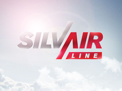 SilvAirLine logo air airline blue clouds logo photoshop red silver sky sun