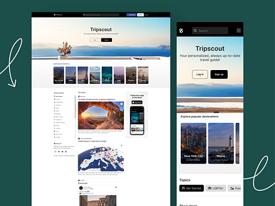 Tripscout | Webpage design app design graphic design redesign travel ui ux web