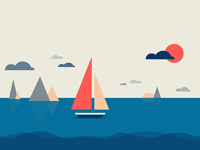 ⚘ Minimalistic llustrations ⚘ Boats at sea