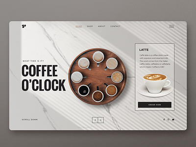 Coffee o'clock Landing page UI Design 3d animation app branding design graphic design icon illustration logo motion graphics ui