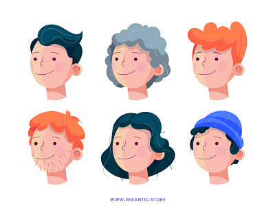 Flat Design Avatars, 2d Character Design Illustrations 2d animation avatar avatars character character design design digital drawing flat design graphic design hair hairstyles head heads illustration modern pictures profile simple