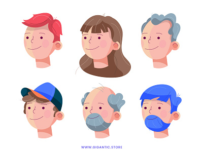 2d Clean & Modern Flat Design Avatars, Character Design 2d animation art artist avatar character characters design digital drawing faces flat flat design graphic heads illustration people portraits profiles simple