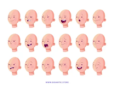 2d Facial Expressions, Motion Design Friendly Characters 2d angry animation avatar cartoon character design digital drawing expressions face faces facial illustration sad smile