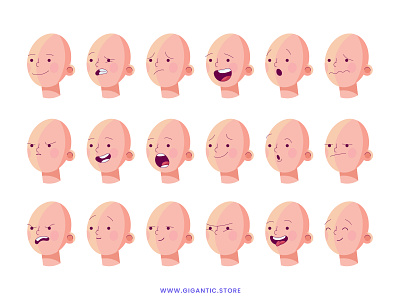 2d Facial Expressions, Motion Design Friendly Characters 2d angry animation avatar cartoon character design digital drawing expressions face faces facial illustration sad smile