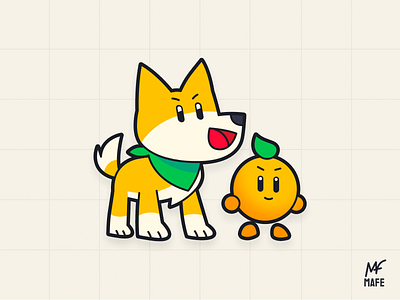 Shiba Dog and Orange illustration