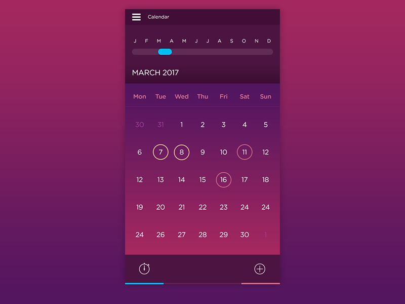 Calendar app concept ui ux design app