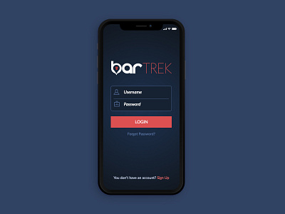 BarTrek Login App Design