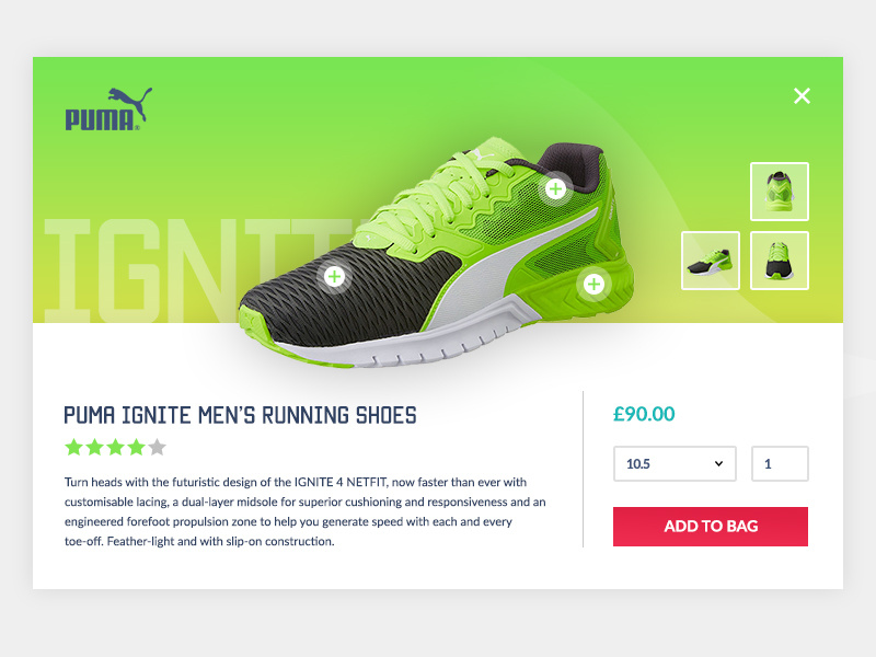 E-Commerce Product Popup e-commerce popup puma web design