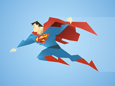 Superman character cubic geometric illustration man of steel poly polygon superman