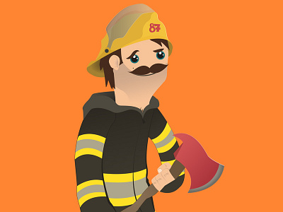 Fireman character design fire fireman hero illustration