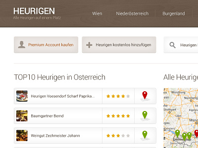 Heurigen Austria clean flat webdesign