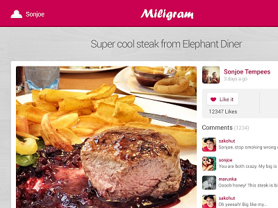 Miligram Photo App app design miligram pink web