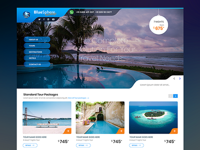 Bluesphere Holidays blue holidays homepage landing page tour package website