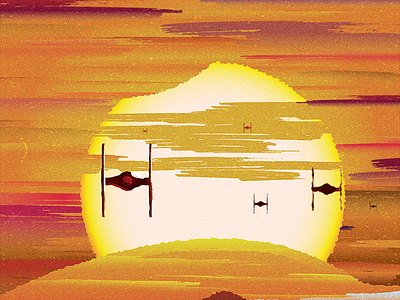 Tie Fighters are coming awakens fighter force illustration star star wars sun sunset tie tie fighter vector