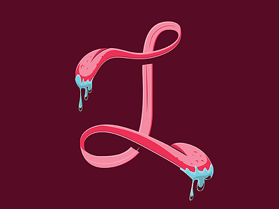 L 36daysoftype design hand letter illustrator kiss l lick love tongue type