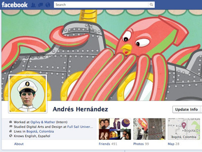 Facebook cover update attack cartoon cover facebook illustration illustrator squid sub submarine vector