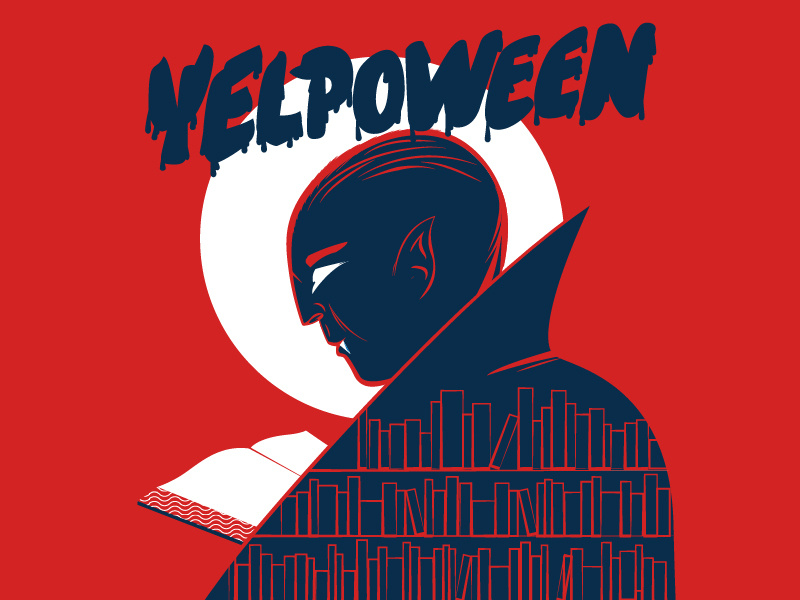 Yelpoween library vampire typography books yelp blood dracula halloween