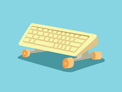 Keyboard board cartoon illustration illustrator key keyboard skate skateboard vector