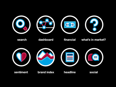 New Icons bank bill brand bubble chat dashboard financial graph headline heart icons index money search sentiment social statistic vector