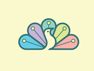 Dribbble First Shot branding colorful design feather illustration logo mark peacock