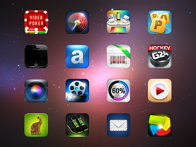 "App icons" set 3d app hockey icon instagram ios iphone kicks mail movie poker reel